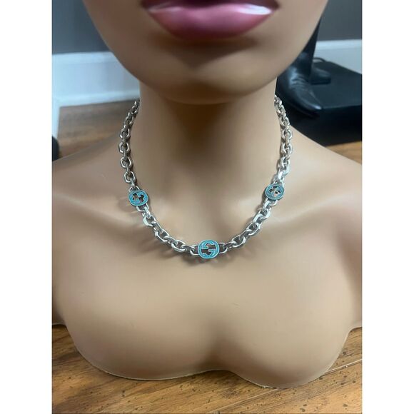 Gucci reversible gg silver tone necklace - Picture 1 of 13